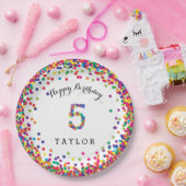 紙吹雪カラフル5th誕生日パーティープレート ペーパープレート (パーティー)
