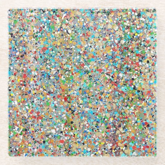 紙吹雪ガラスのコースター ガラスコースター (正面)