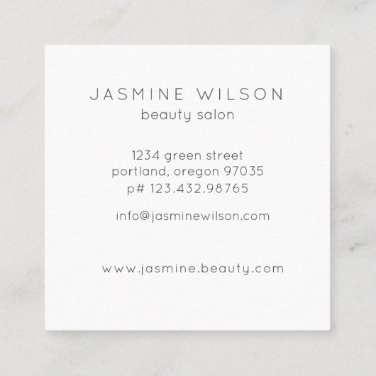 紙吹雪クラシック |ミニマルな名刺 スクエア名刺 (裏面)