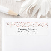 紙吹雪クリスタルピンクローズ金ゴールド白ミニマル ラベル (インサイチュ)