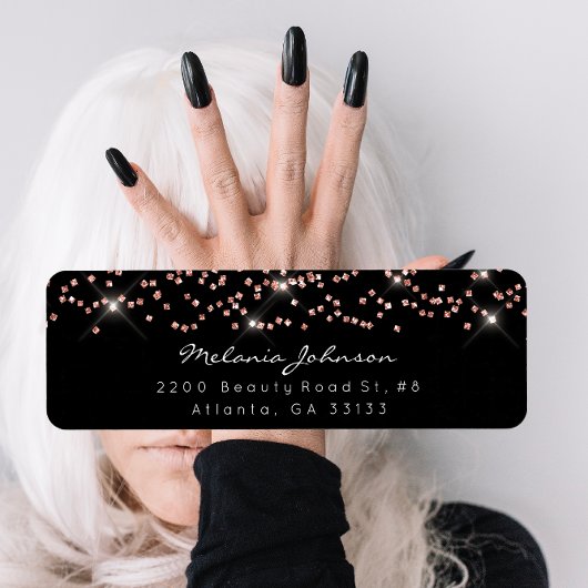 紙吹雪クリスタルピンクローズ金ゴールド白黒ブランド ラベル