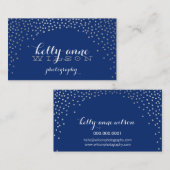 紙吹雪グラマラスかわいいミニシルバーフォイルは海軍に見える 名刺 (正面/裏面)