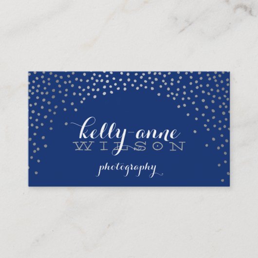 紙吹雪グラマラスかわいいミニシルバーフォイルは海軍に見える 名刺 (正面)