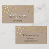 紙吹雪グラマラスかわいい金ゴールドフォイルはっきりしたスポットクラフト 名刺 (正面/裏面)