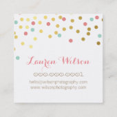 紙吹雪グラマラスかわいい金ゴールドフォイルコーラルミントクラフト スクエア名刺 (裏面)