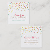 紙吹雪グラマラスかわいい金ゴールドフォイルコーラルミントクラフト スクエア名刺 (正面/裏面)