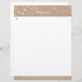 紙吹雪グラマラスかわいい金ゴールドフォイルコーラルミントクラフト レターヘッド (正面/裏面)