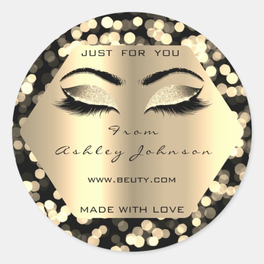 紙吹雪グリッターシャンパイニュ金ゴールドメイドウィズ ラウンドシール (正面)