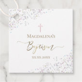 紙吹雪グリッターデザインバプテスマメッセージカード フェイバータグ (正面)