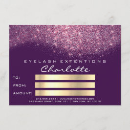 紙吹雪グリッターパープルピンク証明書ギフト