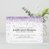 紙吹雪グリッター紫ホワイトフォトグラッドパーティー 招待状 (スタンド正面)