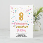 紙吹雪グリッター8回目の誕生日招待状 招待状 (スタンド正面)