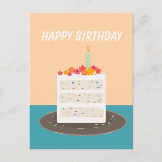 紙吹雪ケーキハッピーバースデー ポストカード (正面)