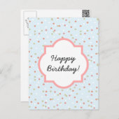 紙吹雪ケーキ・ブルーバタークリームつや消し ポストカード (正面/裏面)