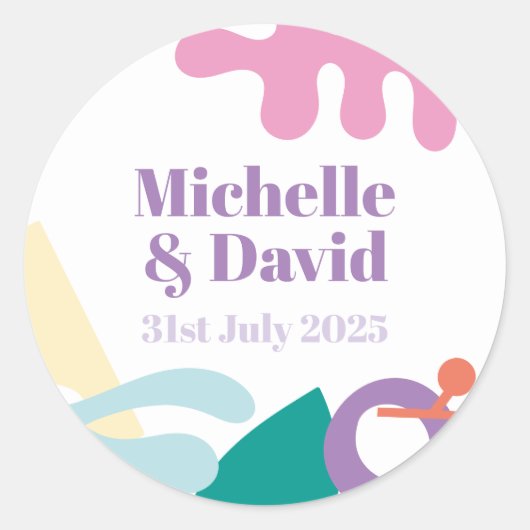 紙吹雪コラージュクラシックラウンドステッカー ラウンドシール (正面)