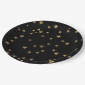 紙吹雪ゴールデンスターズグリッターシャインエレガントブラック ペーパープレート (アングル)