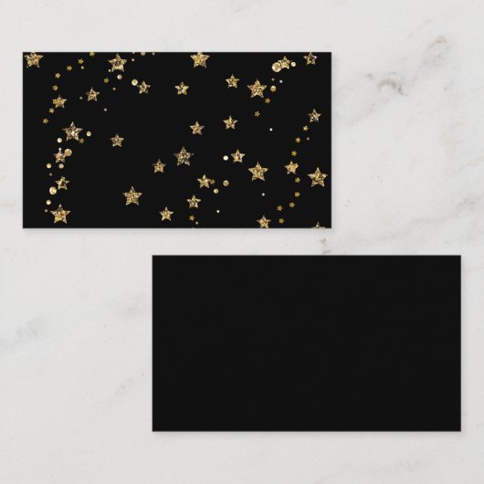 紙吹雪ゴールデンスターズグリッターシャインエレガントブラック 名刺 (正面/裏面)