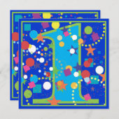 紙吹雪サーカス第1誕生日パーティの招待状 招待状 (正面/裏面)