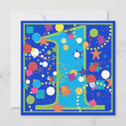 紙吹雪サーカス第1誕生日パーティの招待状 招待状 (正面)