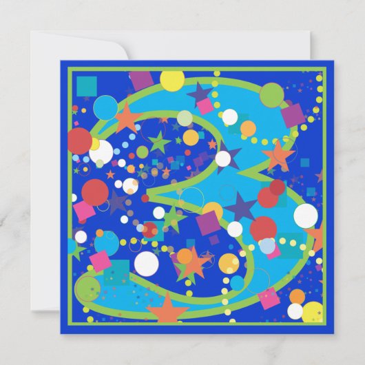 紙吹雪サーカス第3誕生日パーティの招待状 招待状 (正面)