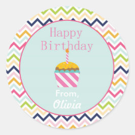 紙吹雪シェブロンパーソナライズされた誕生日シール ラウンドシール
