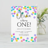 紙吹雪シンプルガール誕生日 招待状 (スタンド正面)