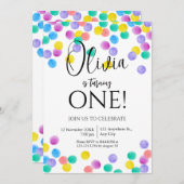 紙吹雪シンプルガール誕生日 招待状 (正面/裏面)