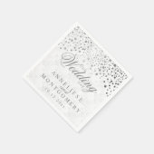 紙吹雪スタイリッシュシルバードット私たちの結婚記念日 スタンダードカクテルナプキン (角)