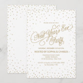 紙吹雪スターズ金ゴールドグリッター新年のイブパーティー 招待状 (正面/裏面)