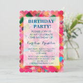 紙吹雪ストーム抽象芸術アート誕生日招待状 招待状 (スタンド正面)