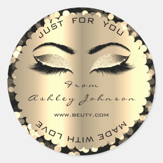 紙吹雪スパークリーグリッター金ゴールドラッシュメイドWith Love ラウンドシール (正面)