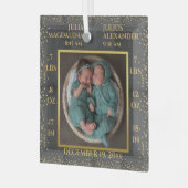 紙吹雪ツインベビー名誕生統計フォトキープサケ ガラスオーナメント (正面左)