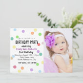 紙吹雪ドカスタムット写真誕生日パーティー 招待状 (スタンド正面)