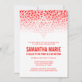 紙吹雪ドットレッドバルミツワー招待状 招待状 (正面)