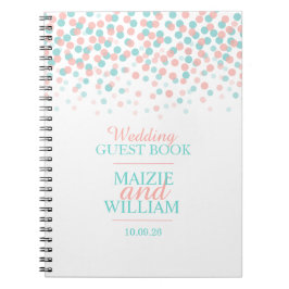 紙吹雪ドット結婚オレンジ緑のゲストブック ノートブック