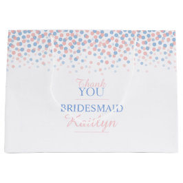 紙吹雪ドット結婚ピンクブルー抱き枕 ラージペーパーバッグ