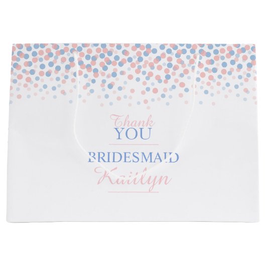 紙吹雪ドット結婚ピンクブルー抱き枕 ラージペーパーバッグ (正面)