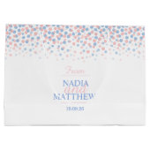 紙吹雪ドット結婚ピンクブルー抱き枕 ラージペーパーバッグ (裏面)