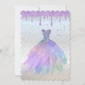 紙吹雪ドット、ブルードレスバイオレットドライプクインセアニラ 招待状 (裏面)