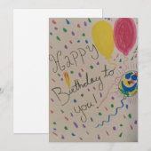 紙吹雪ハッピーバースデートゥーフラットホリデーカード シーズンカード (正面/裏面)