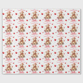 紙吹雪ハートテディベアグランドキッズクリスマス ラッピングペーパー (フラット)