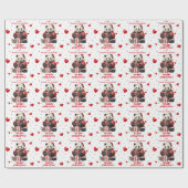 紙吹雪ハートパンダベアーグランドキッズクリスマス ラッピングペーパー (フラット)