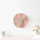 紙吹雪ハート火花グリッターバラ金ゴールド赤面ピンク ラウンド壁時計 (ホーム)