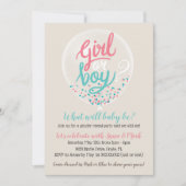 紙吹雪バルーン性別の表示パーティー 招待状 (正面)