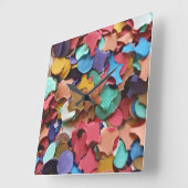 紙吹雪パーティーカラフルカーニバルおもしろい スクエア壁時計 (傾斜)