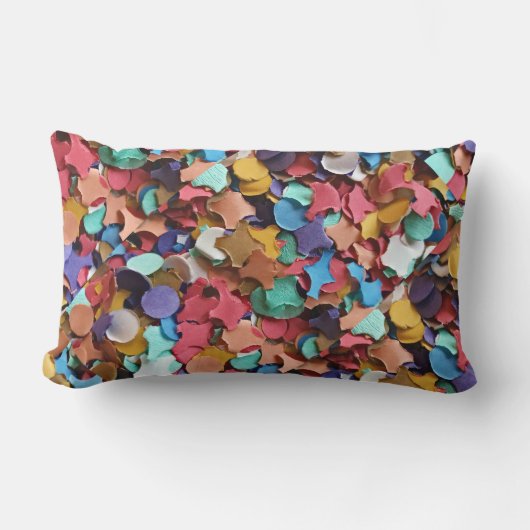紙吹雪パーティーカラフルカーニバルおもしろい ランバークッション (正面)
