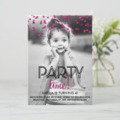 紙吹雪パーティータイムフォトバースデーパーティー招待状 招待状 (スタンド正面)