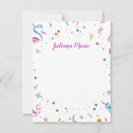 紙吹雪パーティーピンクと青の輝き ノートカード