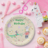 紙吹雪パーティーワニグリーンベージュ紙プレート ペーパープレート (パーティー)