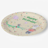 紙吹雪パーティーワニグリーンベージュ紙プレート ペーパープレート (アングル)